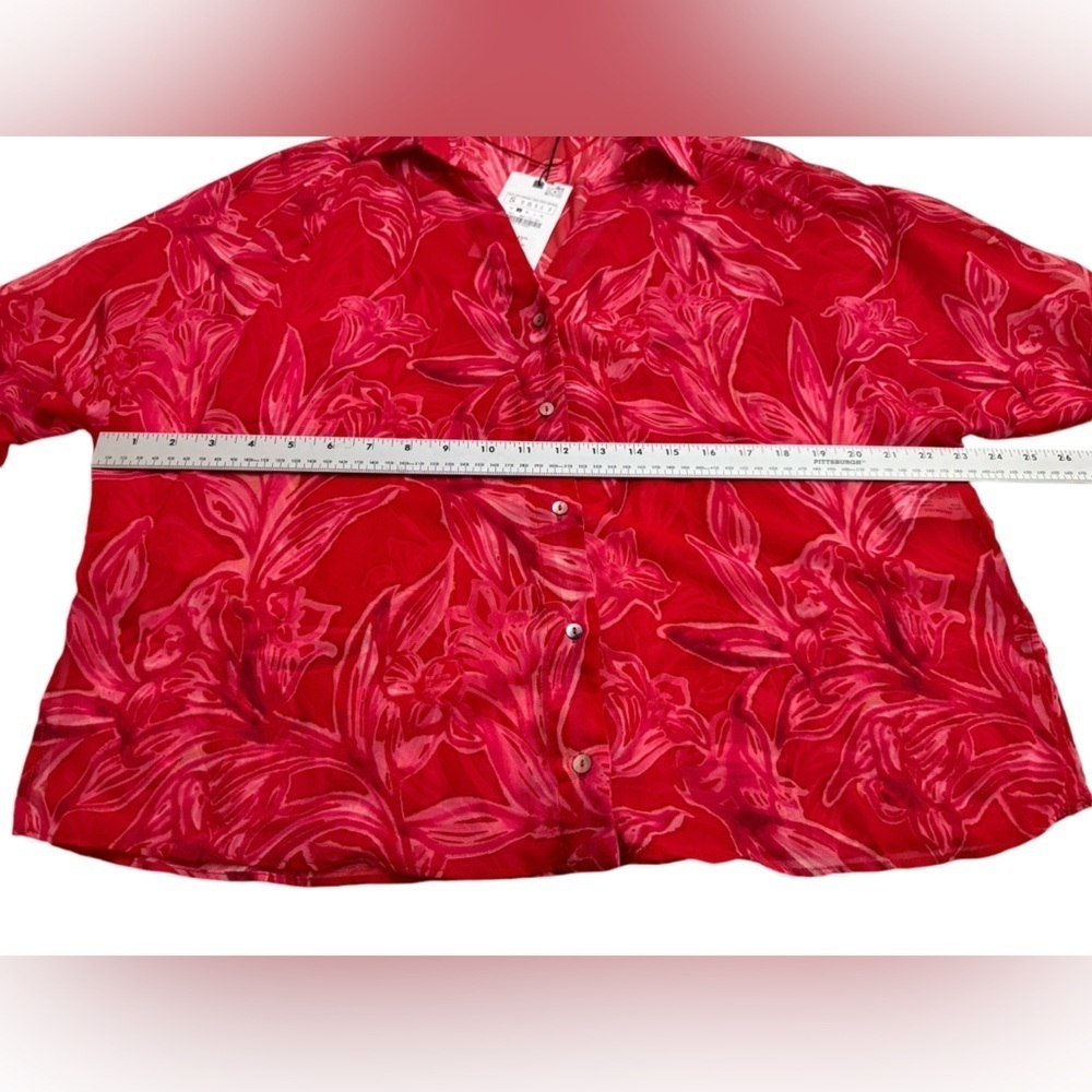 Zara Floral Print Semi Sheer Shirt Small NWT - Picture 14 of 15
